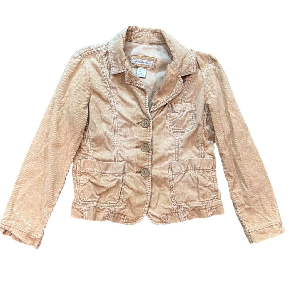 Y2K Vintage 100% Cotton Abercrombie Women's Tan Corduroy Blazer, Size S Boho